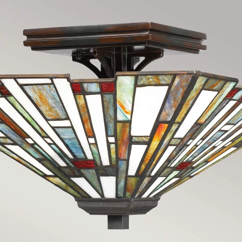 Quoizel Tifanny LED Plafondlamp Maybeck | 2X E27 Max 60W | Dimbaar | Valiant Bronze