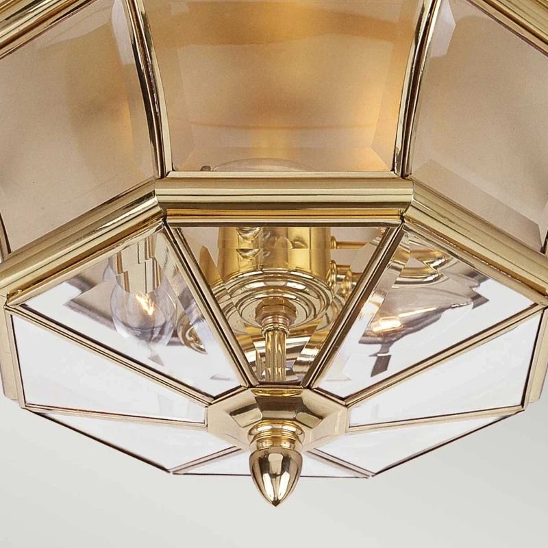 Quoizel LED Buitenlamp Newbury | 3X E14 Max 60W | IP44 | Dimbaar | Lacquered Polished Brass
