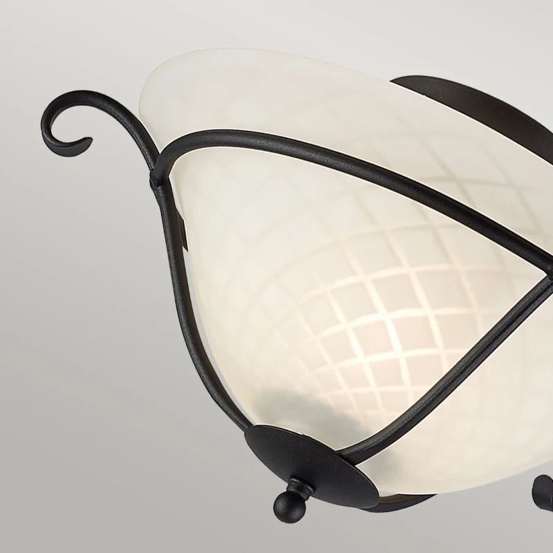 Elstead Lighting LED Plafondlamp Torchiere | 1X E27 Max 60W | Dimbaar | Black/ Opal Etched Glass