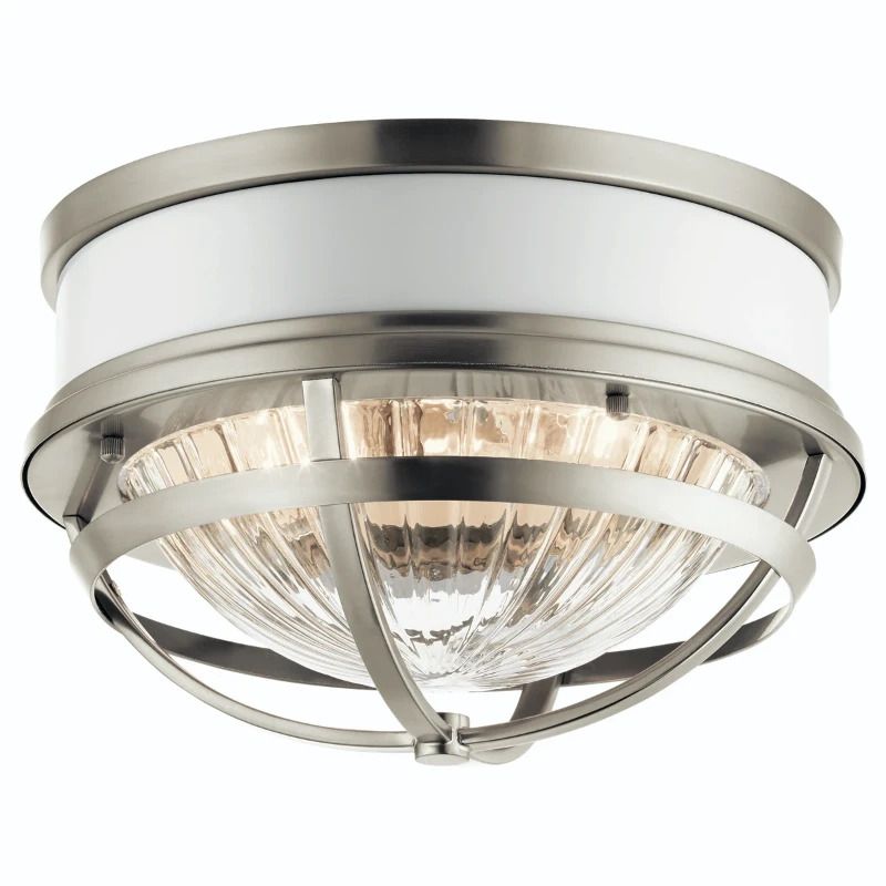 Kichler LED Plafondlamp Tollis | 2X E27 Max 40W | Dimbaar | Brushed Nickel & White