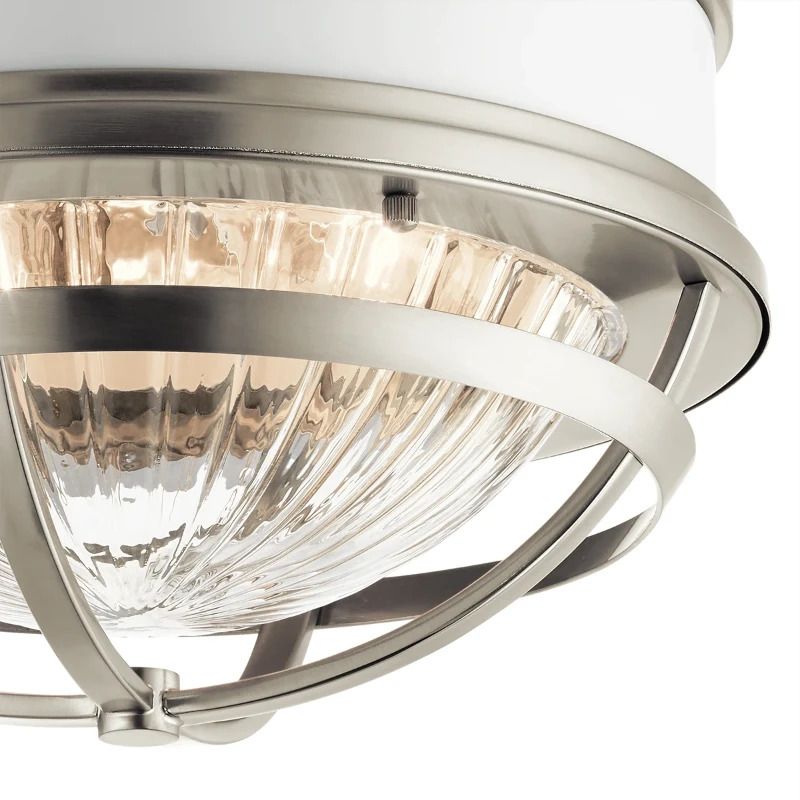 Kichler LED Plafondlamp Tollis | 2X E27 Max 40W | Dimbaar | Brushed Nickel & White
