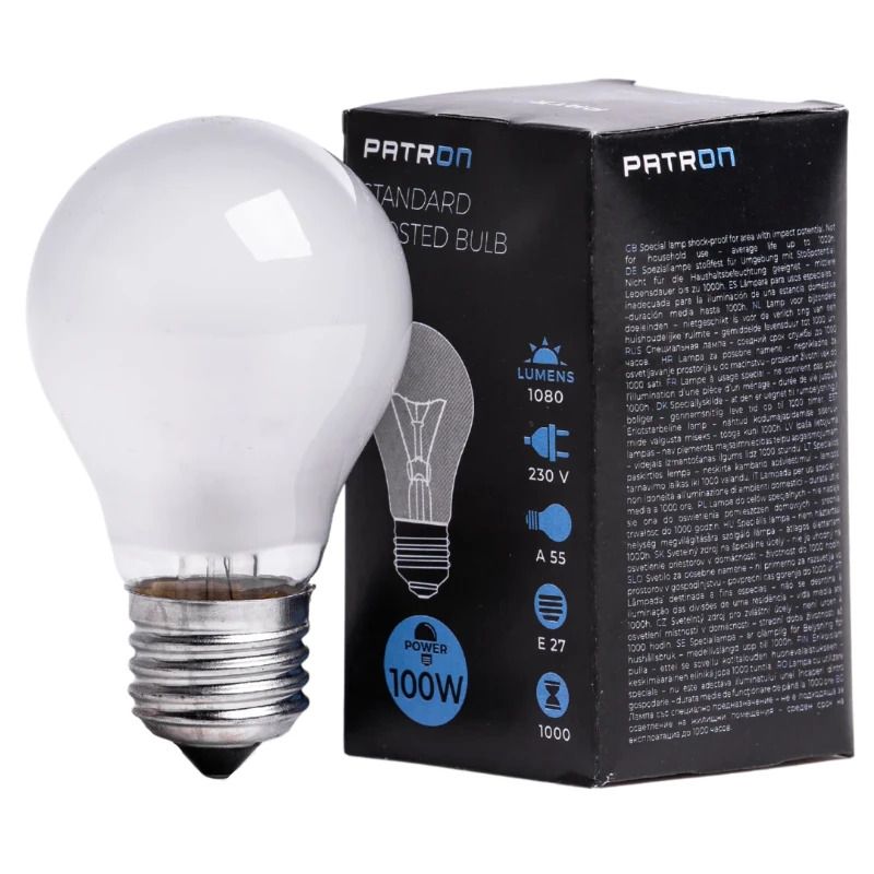 Patron E27 Gloeilamp | 100W 2700K 1080Lm Mat | Dimbaar