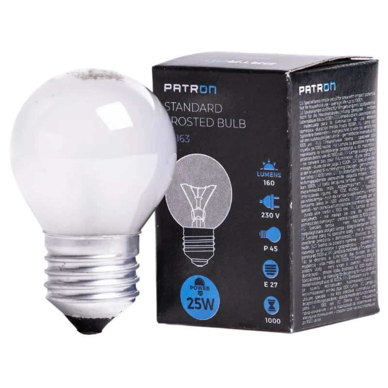 Patron E27 Kogel Gloeilamp | 25W 2700K 160Lm Mat | Dimbaar