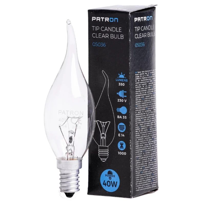 Patron E14 Tip Kaars Gloeilamp | 40W 2700K 350Lm | Dimbaar