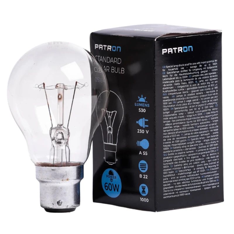 Patron B22d Gloeilamp | 60W 2700K 680Lm | Dimbaar