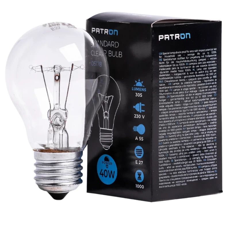 Patron E27 Gloeilamp | 40W 2700K 305Lm | Dimbaar
