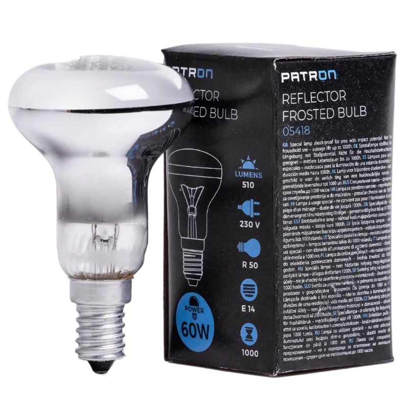 Patron E14 R50 Reflector Gloeilamp | 60W 2700K Mat | Dimbaar