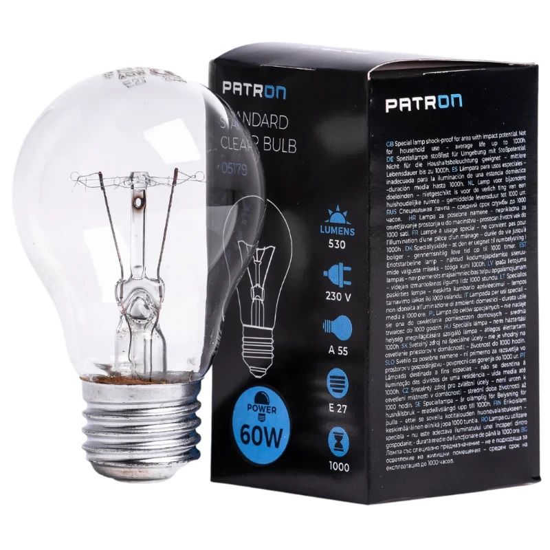 Patron E27 Gloeilamp | 60W 2700K 530Lm | Dimbaar
