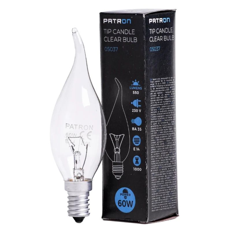 Patron E14 Tip Kaars Gloeilamp | 60W 2700K 550Lm | Dimbaar
