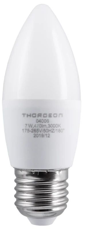 Thorgeon E27 LED Kaarslamp | 7W 175/265V 3000K | 830 180°