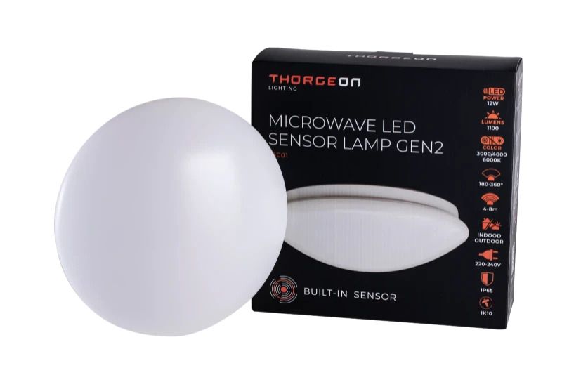 Thorgeon LED Plafond/Wandlamp Met Sensor | 12W 3000K/6000K 800Lm | 830/860 IP44