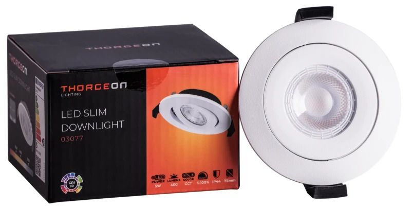 Thorgeon LED Downlighter Ø75mm | 5W 3000K/5700K 400Lm | 930/957 IP44 Dimbaar