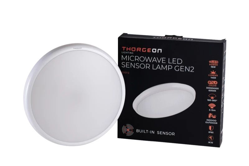 Thorgeon LED Plafond/Wandlamp Met Sensor | 16W 4000K 1450Lm | 840 IP65