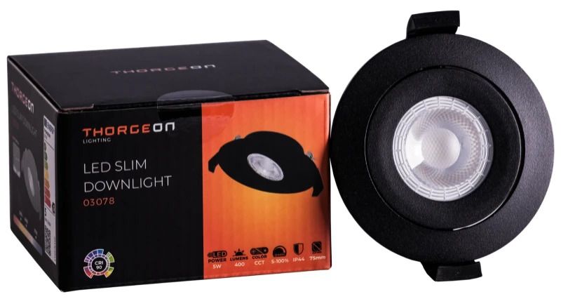 Thorgeon LED Downlighter Ø75mm | 5W 3000K/5700K 400Lm | 930/957 IP44 Dimbaar