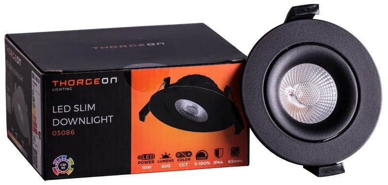 Thorgeon LED Downlighter Ø83mm | 10W 3000K/5700K 800Lm | 930/957 IP44 Dimbaar
