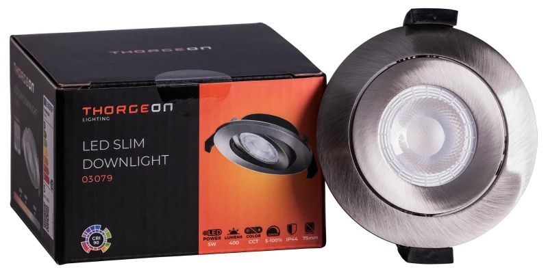 Thorgeon LED Downlighter Ø75mm | 5W 3000K/5700K 400Lm | 930/957 IP44 Dimbaar
