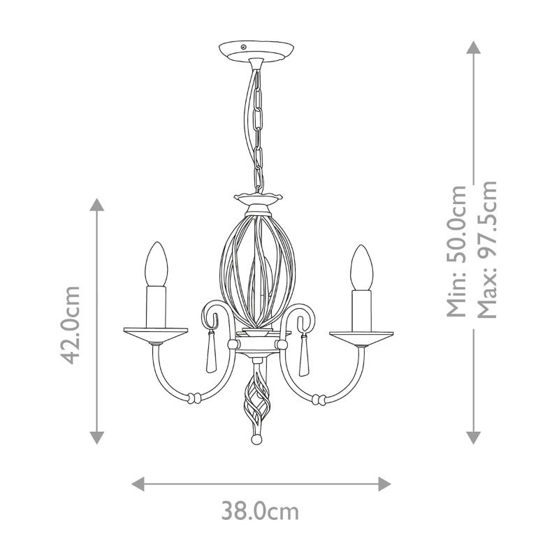 Elstead Lighting LED Kroonluchter | 3X E14 Max 60W | Dimbaar | Polished Nickel