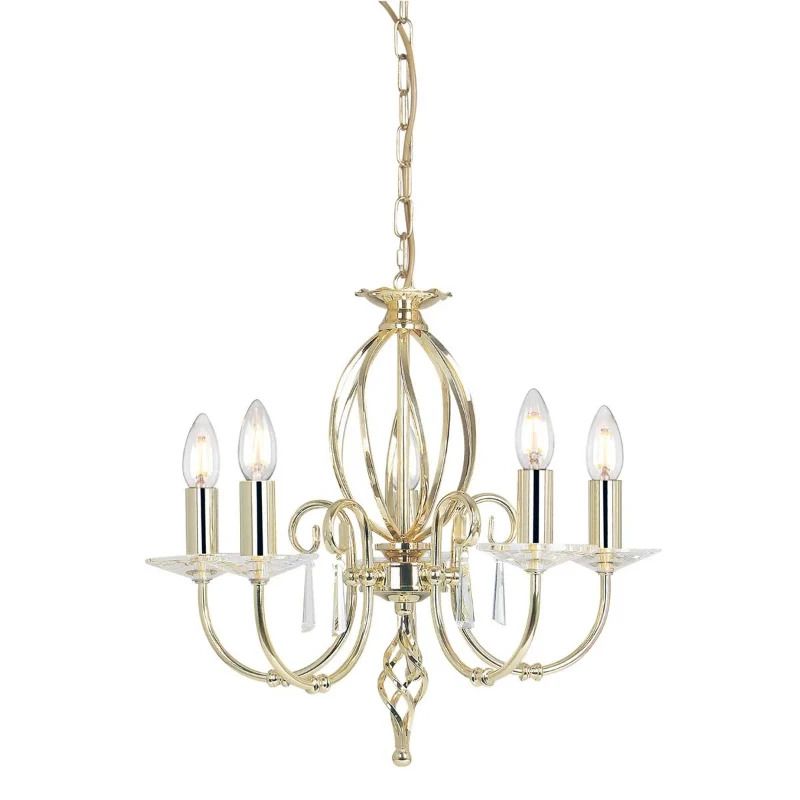 Elstead Lighting LED Kroonluchter | 5X E14 Max 60W | Dimbaar | Polished Brass