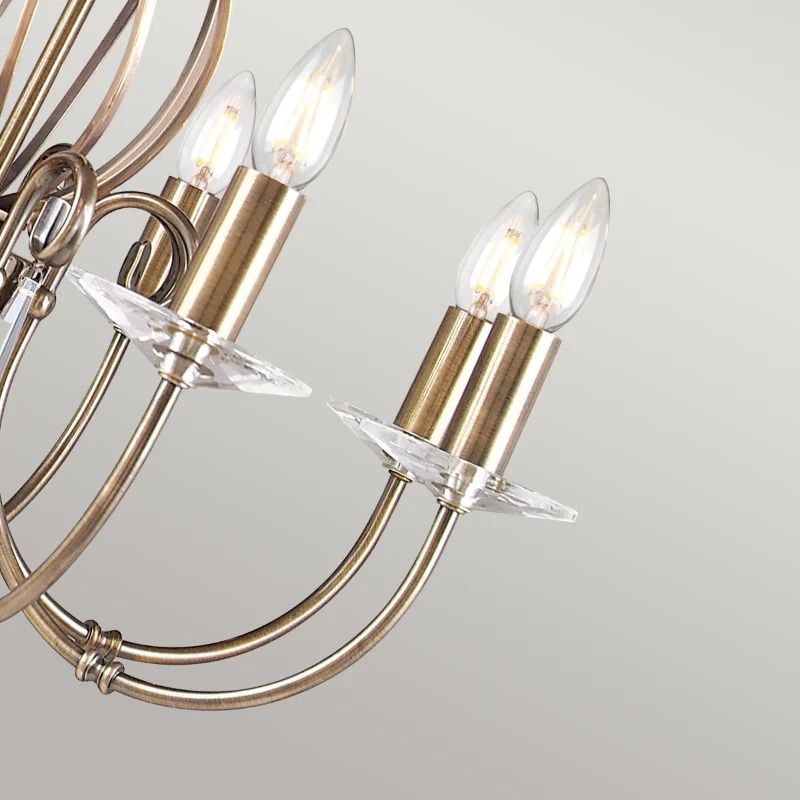 Elstead Lighting LED Kroonluchter | 8X E14 Max 60W | Dimbaar | Aged Brass