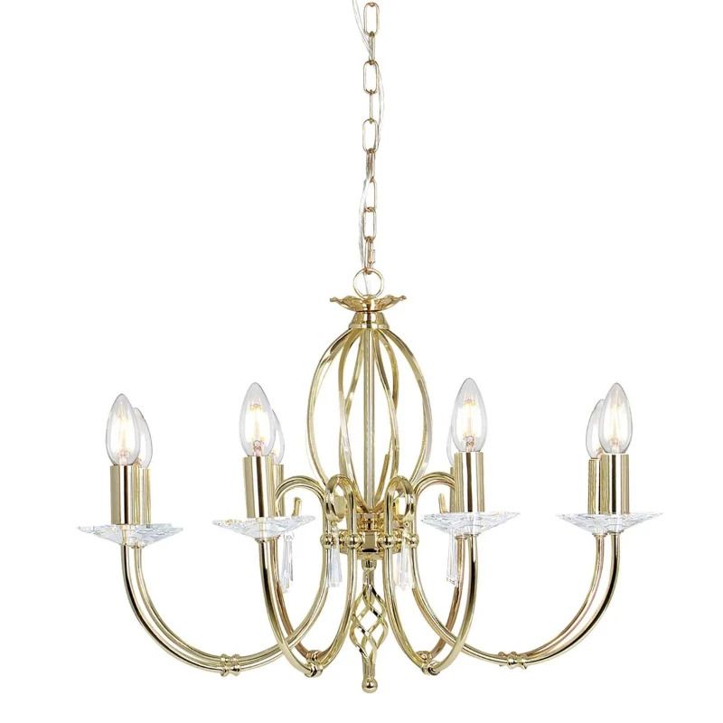 Elstead Lighting LED Kroonluchter | 8X E14 Max 60W | Dimbaar | Polished Brass