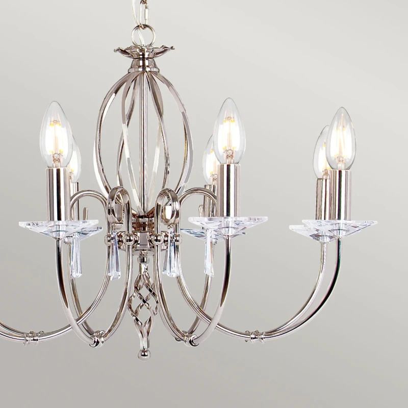 Elstead Lighting LED Kroonluchter | 8X E14 Max 60W | Dimbaar | Polished Nickel