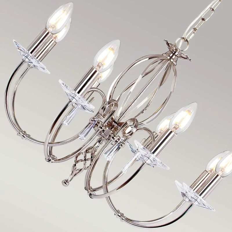 Elstead Lighting LED Kroonluchter | 8X E14 Max 60W | Dimbaar | Polished Nickel