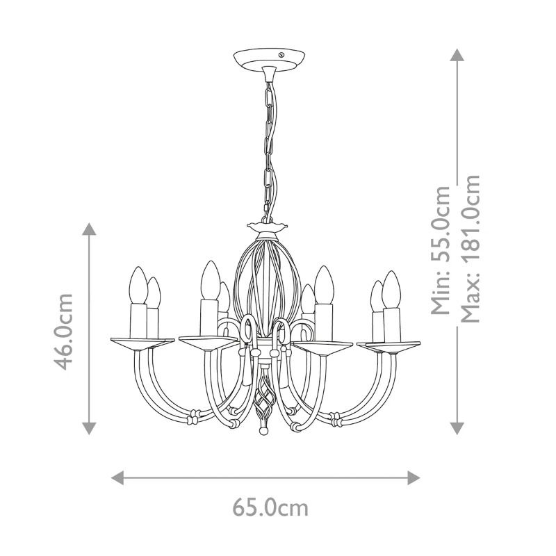 Elstead Lighting LED Kroonluchter | 8X E14 Max 60W | Dimbaar | Polished Nickel