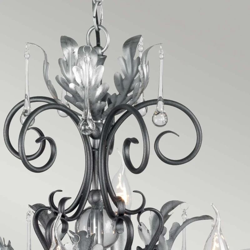 Elstead Lighting LED Kroonluchter | 10X E14 Max 60W | Dimbaar | Black with Silver Patina