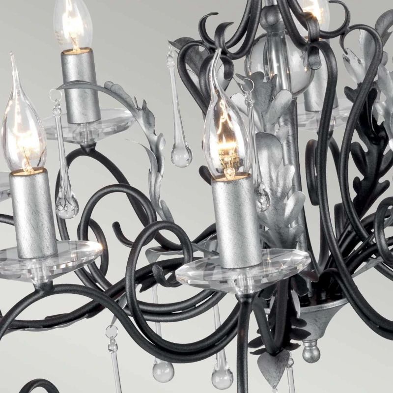 Elstead Lighting LED Kroonluchter | 10X E14 Max 60W | Dimbaar | Black with Silver Patina