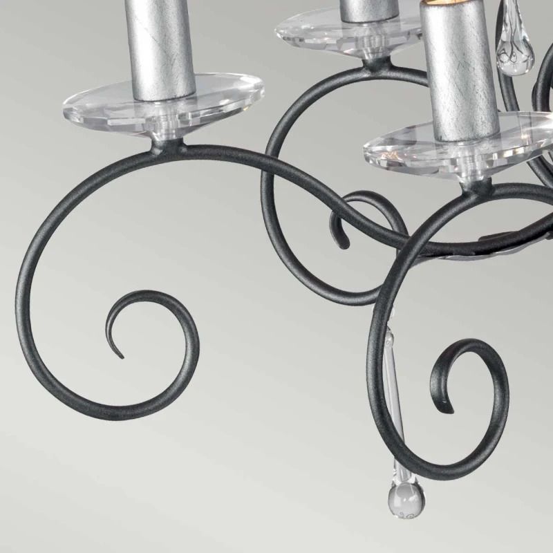 Elstead Lighting LED Kroonluchter | 10X E14 Max 60W | Dimbaar | Black with Silver Patina