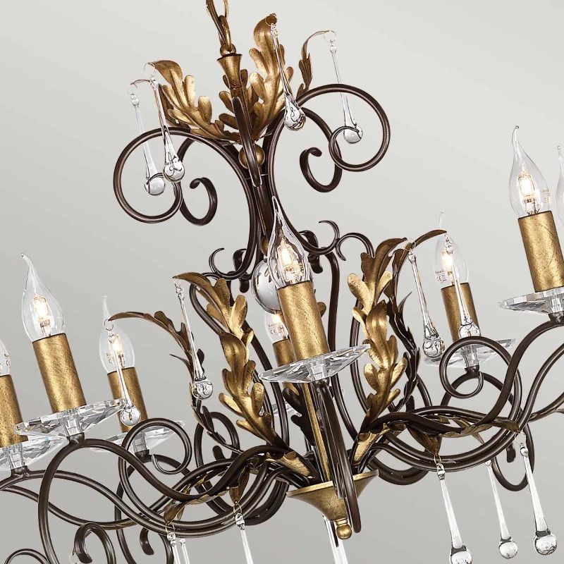 Elstead Lighting LED Kroonluchter | 10X E14 Max 60W | Dimbaar | Bronze with Gold Patina
