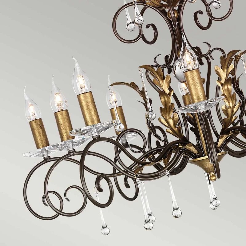 Elstead Lighting LED Kroonluchter | 10X E14 Max 60W | Dimbaar | Bronze with Gold Patina