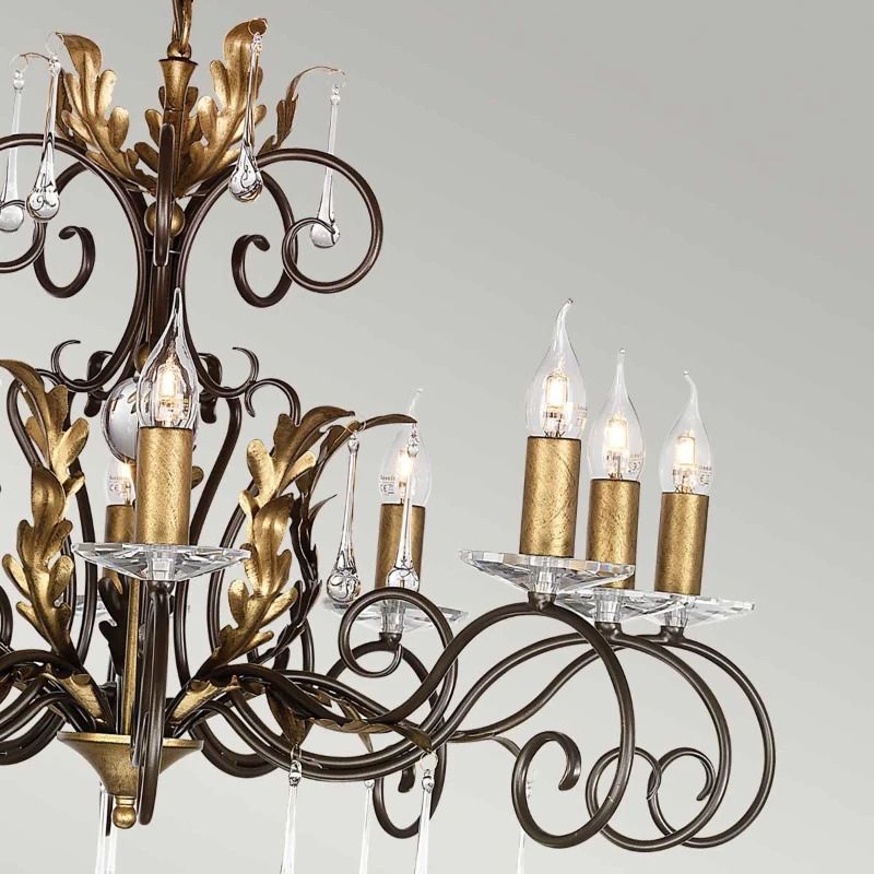 Elstead Lighting LED Kroonluchter | 10X E14 Max 60W | Dimbaar | Bronze with Gold Patina