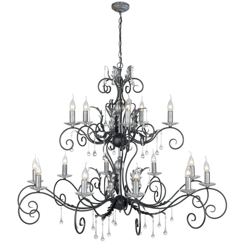 Elstead Lighting LED Kroonluchter | 15X E14 Max 60W | Dimbaar | Black with Silver Patina