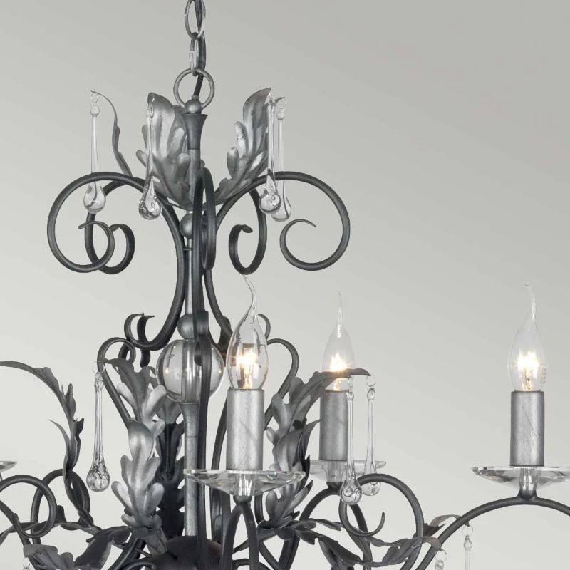 Elstead Lighting LED Kroonluchter | 15X E14 Max 60W | Dimbaar | Black with Silver Patina