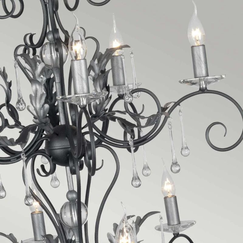 Elstead Lighting LED Kroonluchter | 15X E14 Max 60W | Dimbaar | Black with Silver Patina