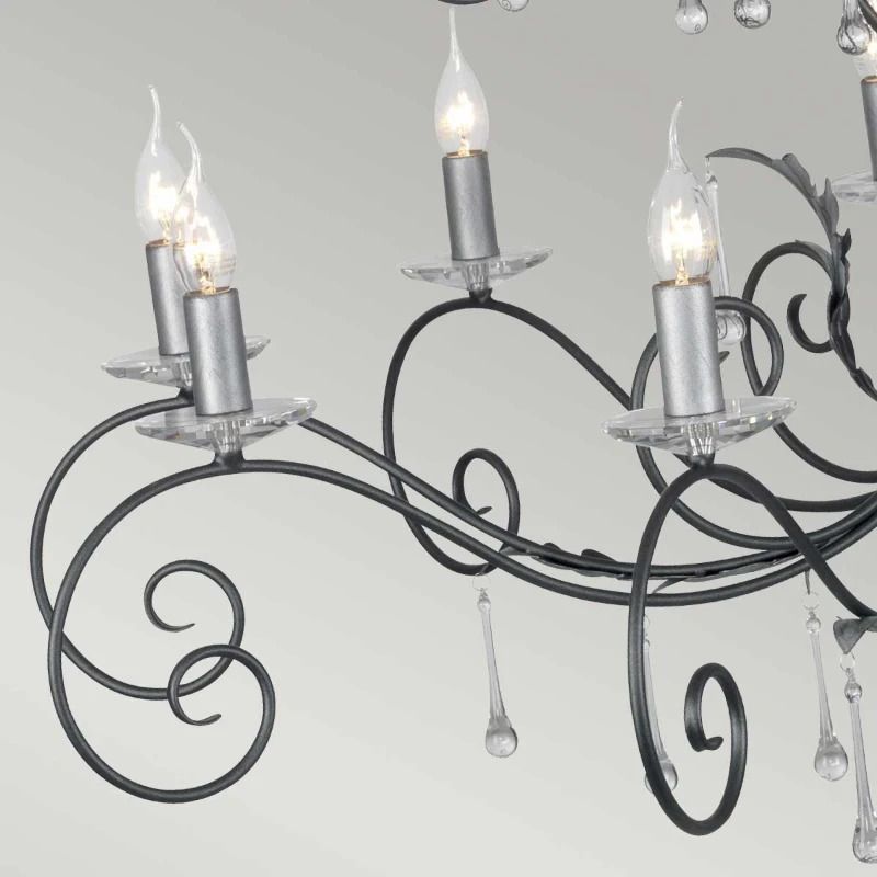 Elstead Lighting LED Kroonluchter | 15X E14 Max 60W | Dimbaar | Black with Silver Patina