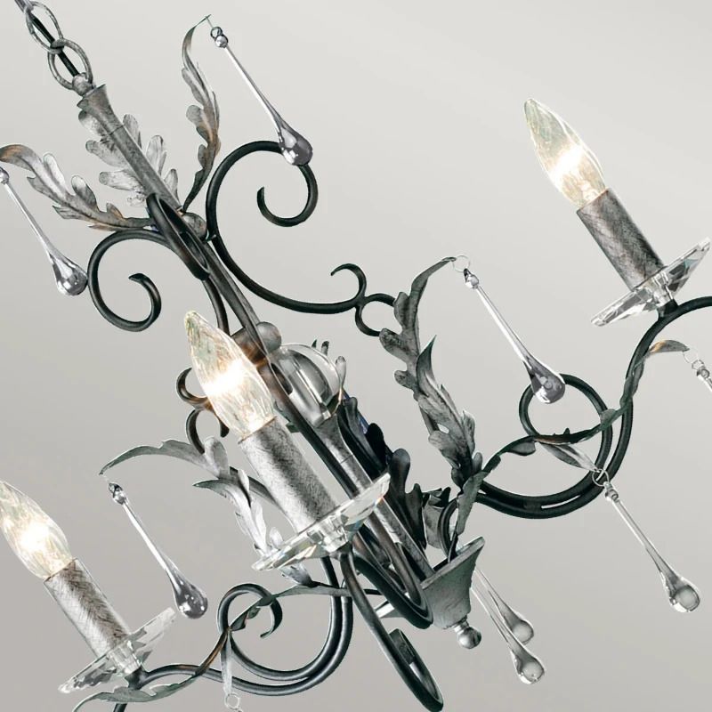 Elstead Lighting LED Kroonluchter | 3X E14 Max 60W | Dimbaar | Black with Silver Patina