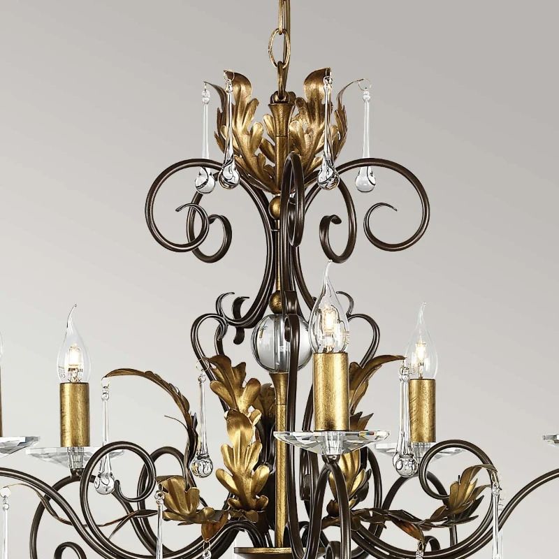 Elstead Lighting LED Kroonluchter | 5X E14 Max 60W | Dimbaar | Bronze with Gold Patina