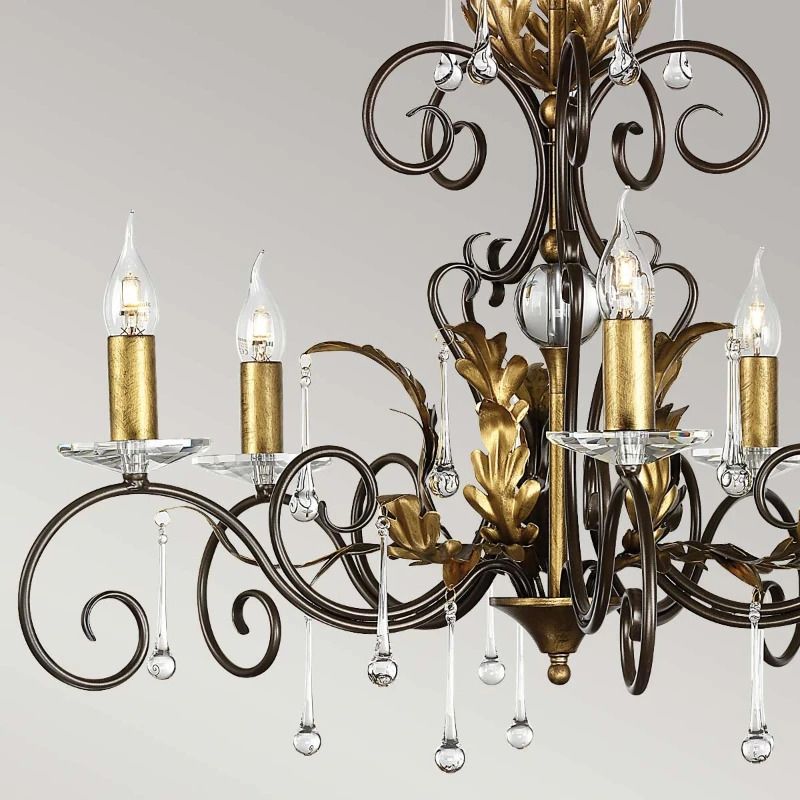 Elstead Lighting LED Kroonluchter | 5X E14 Max 60W | Dimbaar | Bronze with Gold Patina