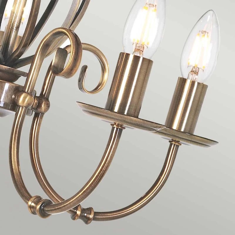 Elstead Lighting LED Kroonluchter | 5X E14 Max 60W | Dimbaar | Aged Brass