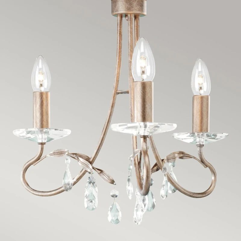 Elstead Lighting LED Kroonluchter | 3X E14 Max 60W | Dimbaar | Silver/Gold Patina