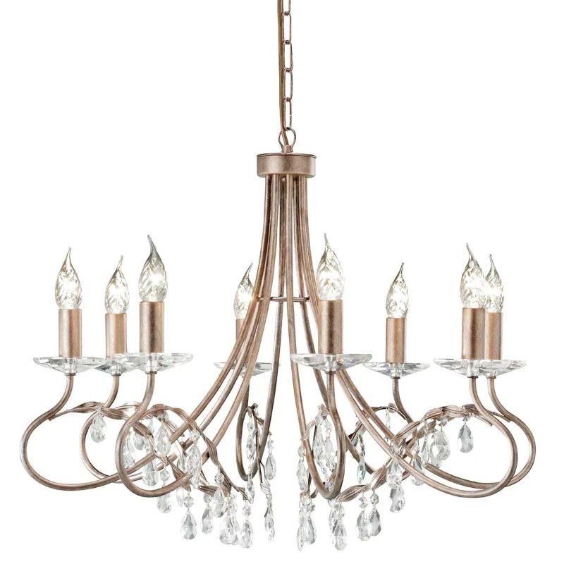Elstead Lighting LED Kroonluchter | 8X E14 Max 60W | Dimbaar | Silver/Gold Patina