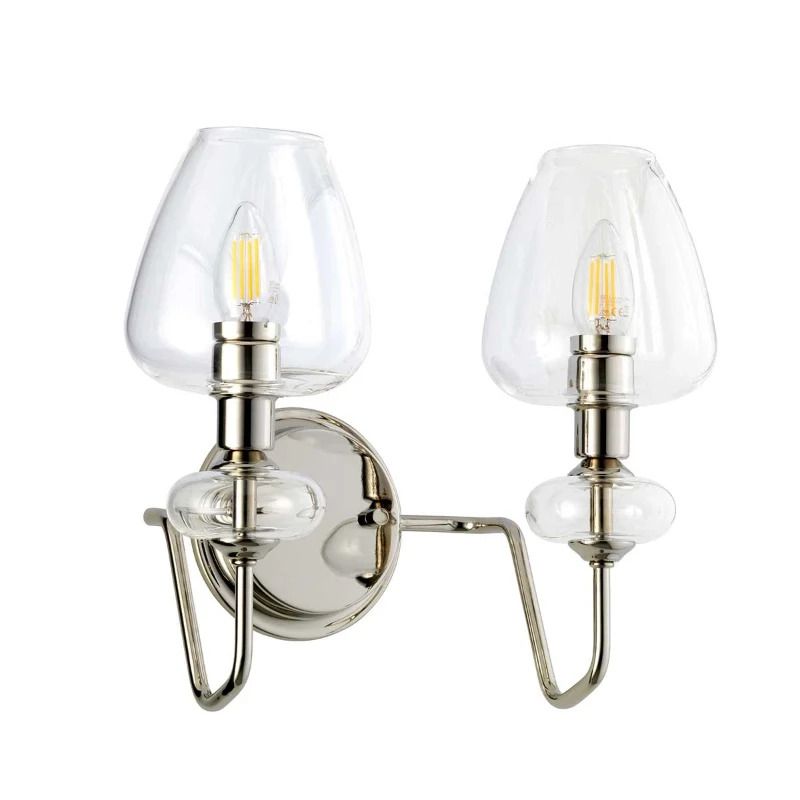 Elstead Lighting LED Wandlamp Armand | 2X E14 Max 40W | Dimbaar | Polished Nickel Plated With Clear Glass Shades