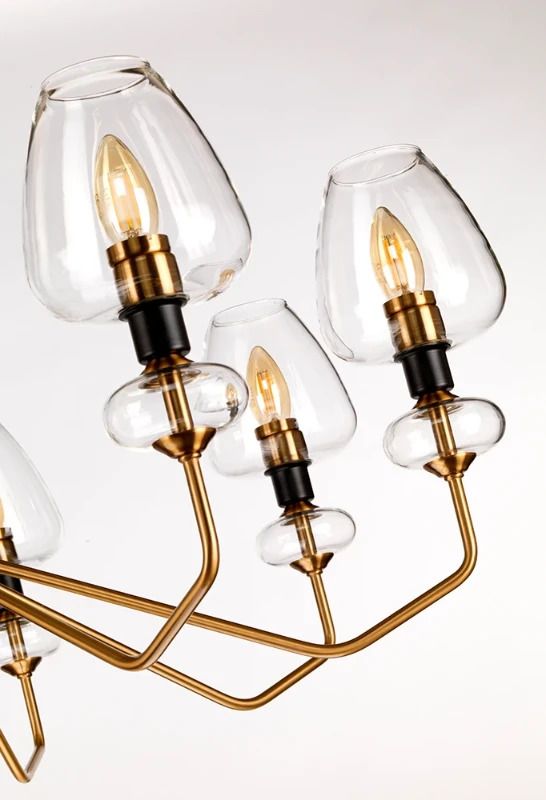 Elstead Lighting LED Kroonluchter | 8X E14 Max 40W | Dimbaar | Aged Brass Plated & Charcoal Black Paint