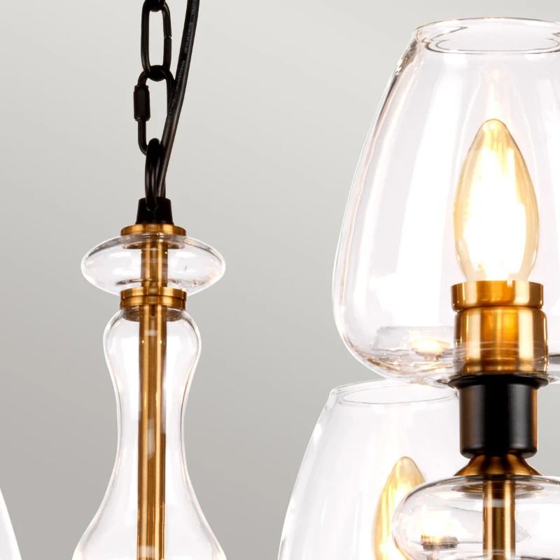 Elstead Lighting LED Kroonluchter | 8X E14 Max 40W | Dimbaar | Aged Brass Plated & Charcoal Black Paint