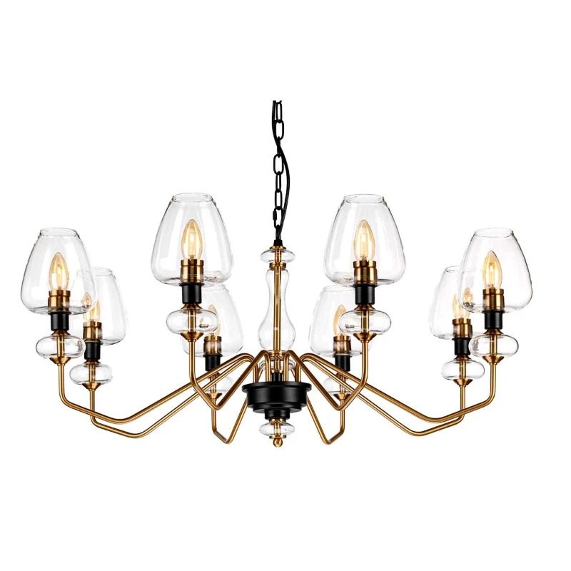 Elstead Lighting LED Kroonluchter | 8X E14 Max 40W | Dimbaar | Aged Brass Plated & Charcoal Black Paint
