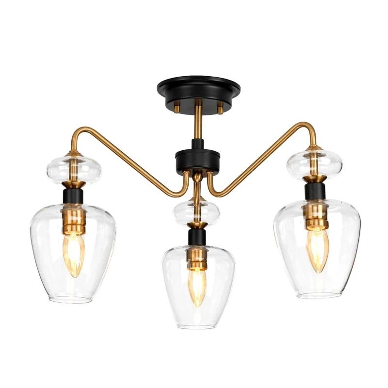 Elstead Lighting LED Plafondlamp Armand | 3X E14 Max 40W | Dimbaar | Aged Brass Plated & Charcoal Black Paint