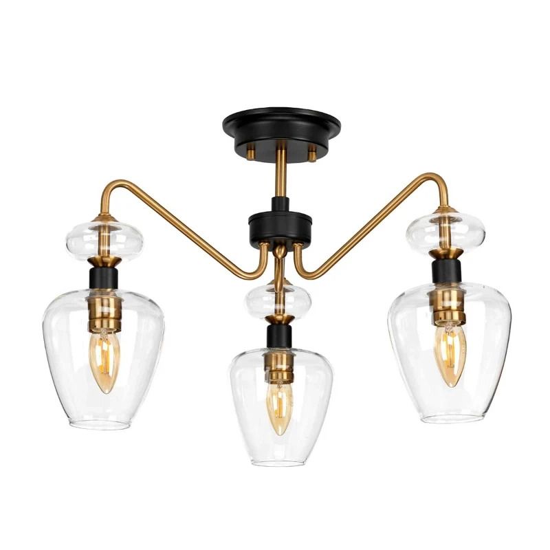 Elstead Lighting LED Plafondlamp Armand | 3X E14 Max 40W | Dimbaar | Aged Brass Plated & Charcoal Black Paint