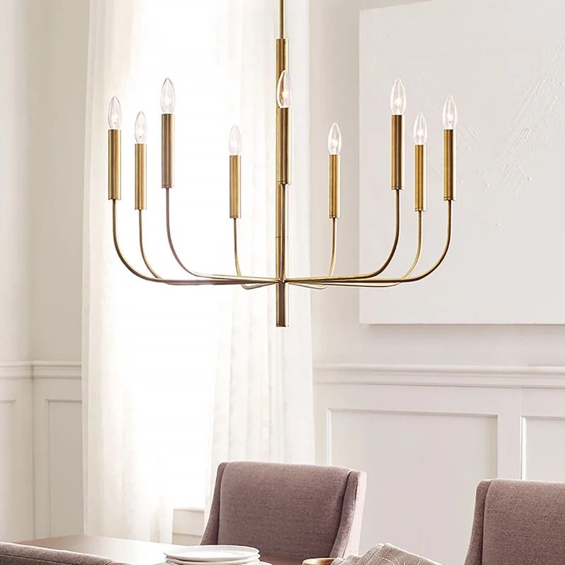 Feiss LED Kroonluchter | 9X E14 Max 60W | Dimbaar | Burnished Brass
